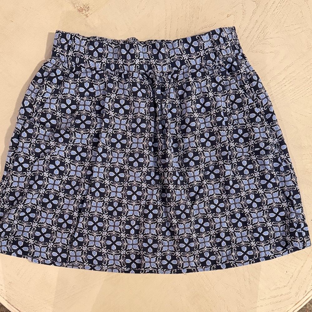 Womens LOFT Outlet Blue Patterned Elastic Waist Mini Skirt Pockets MED 2/$20